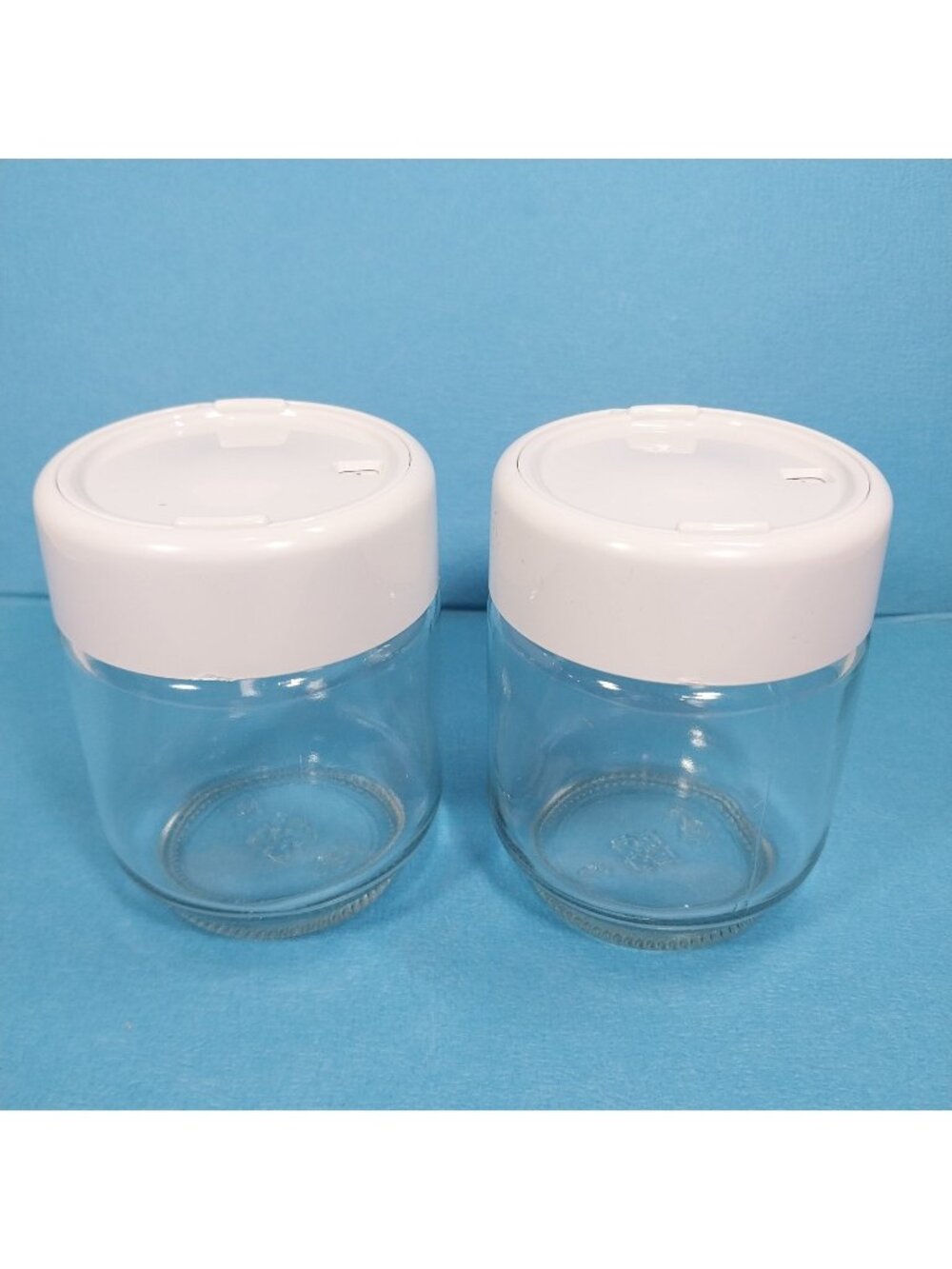 2 Euro Cuisine Yogurt Maker Replacement 6oz Screw Top Glass Jars w/ Date-Setting
